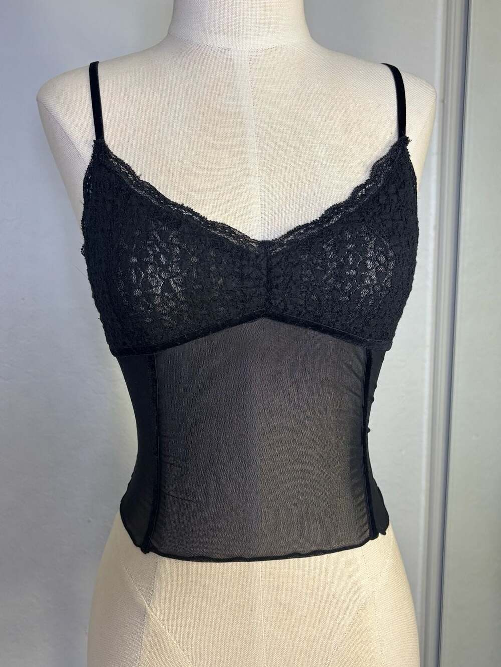 Kimchi Blue Lace Mesh Corset Top Black